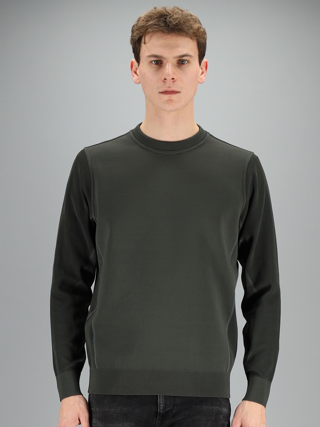 

FREESOUL Men Green Pullover Sweatshirt