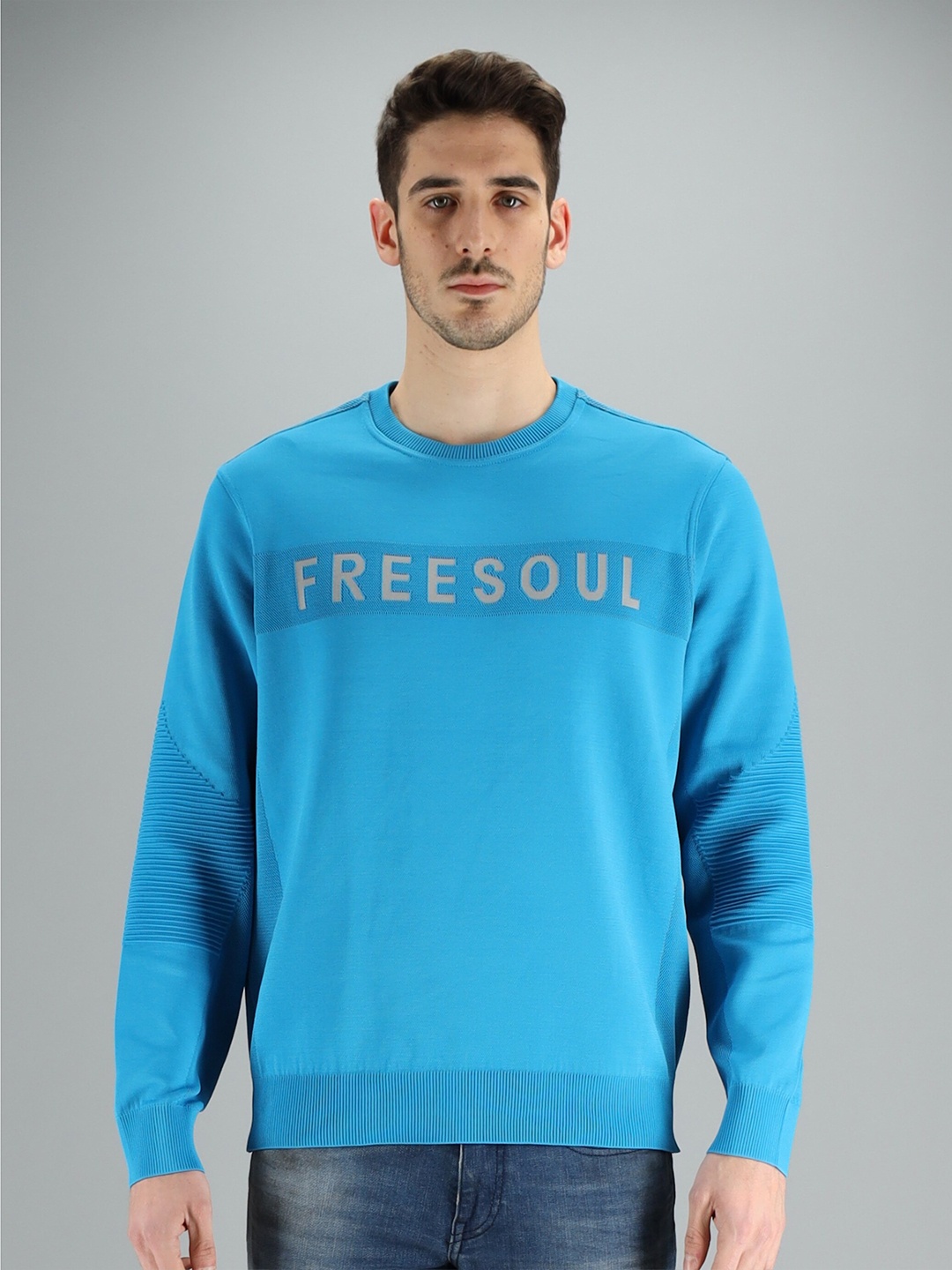 

FREESOUL Men Blue Printed Sweatshirt
