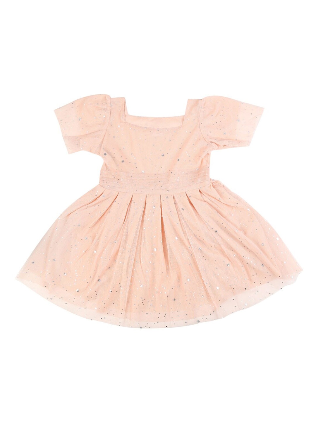 

V-Mart Girls Peach-Coloured Embellished Cotton Fit & Flare Dress