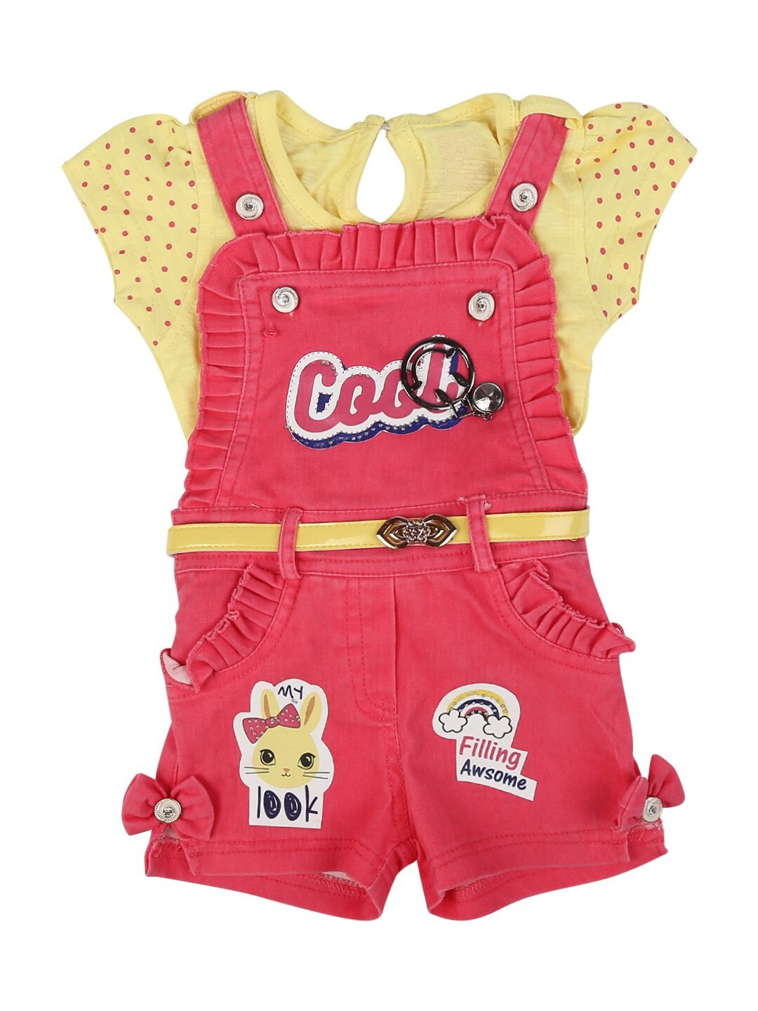 

V-Mart Infant Printed Knit-Denim Clothing Set, Pink