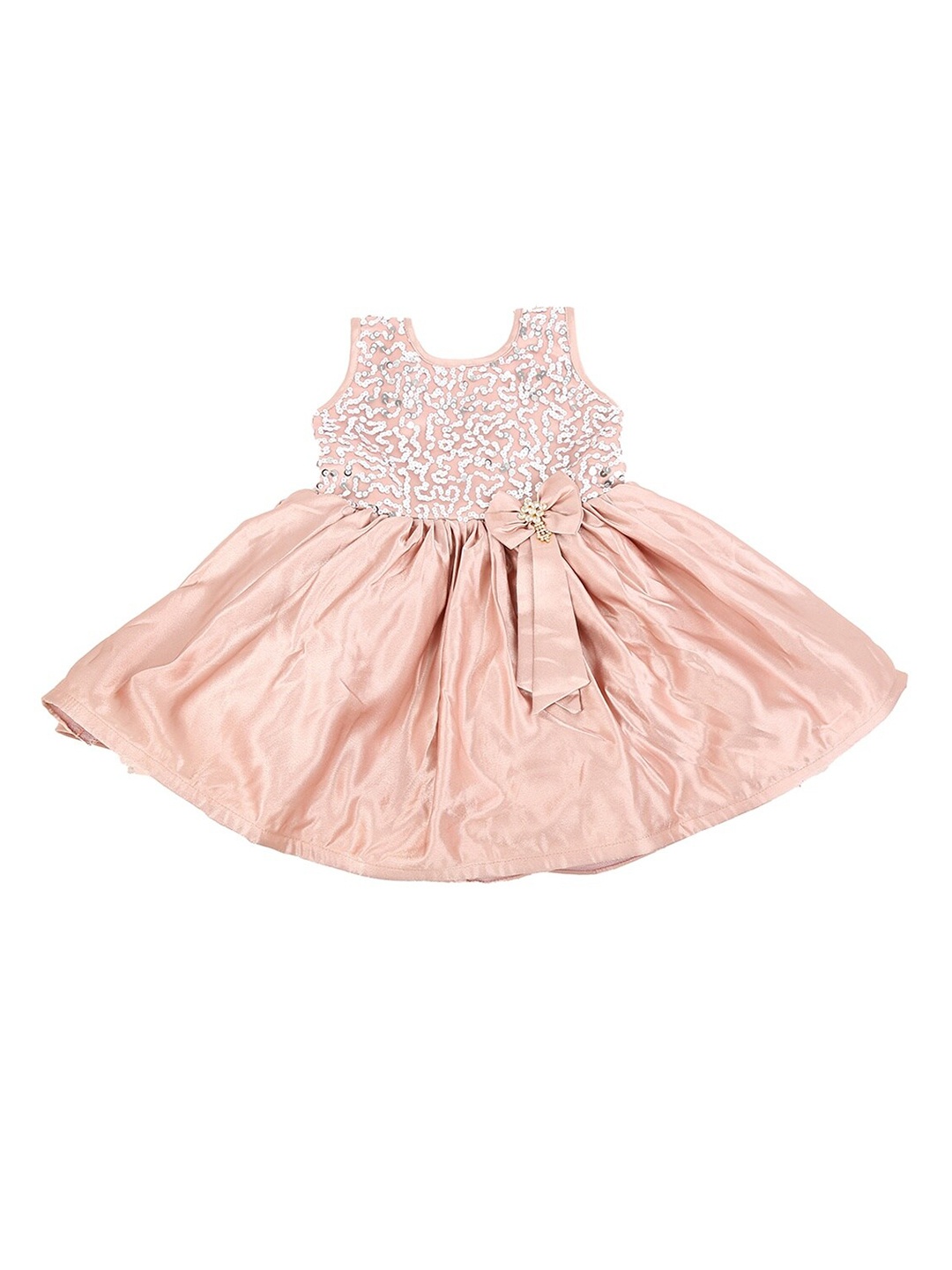 

V-Mart Peach-Coloured Embellished Embroidered Dress