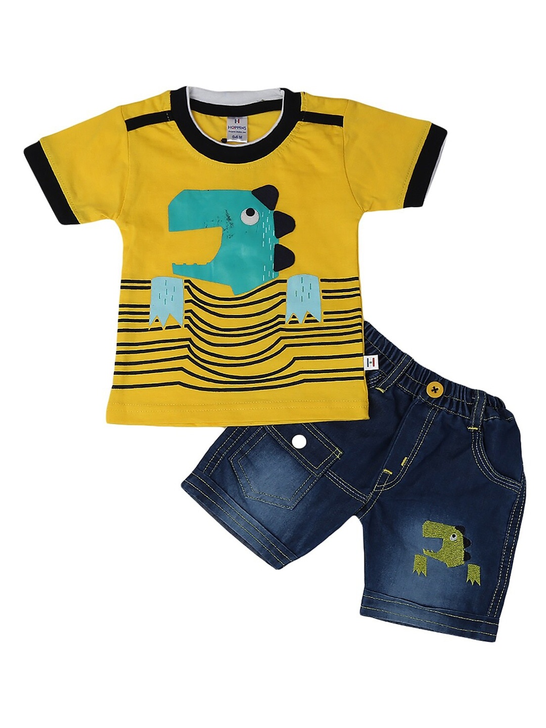 

V-Mart Kids Yellow & Blue Printed T-shirt With Shorts