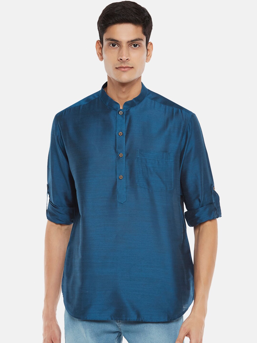 

indus route by Pantaloons Men Blue Solid Kurta