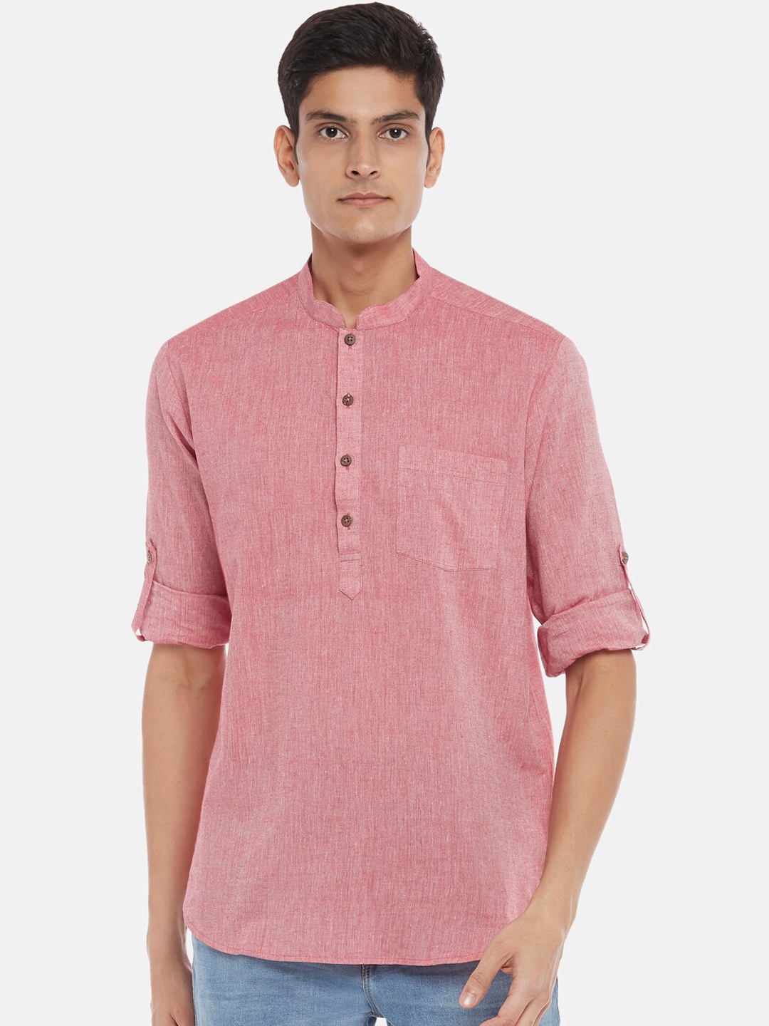 

indus route by Pantaloons Men Red Thread Work Kurta