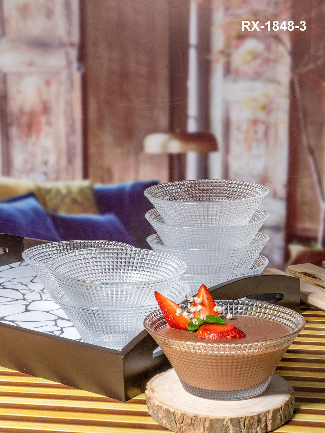 

Roxx 12 Pieces Transparent Textured Glass Glossy Bowls