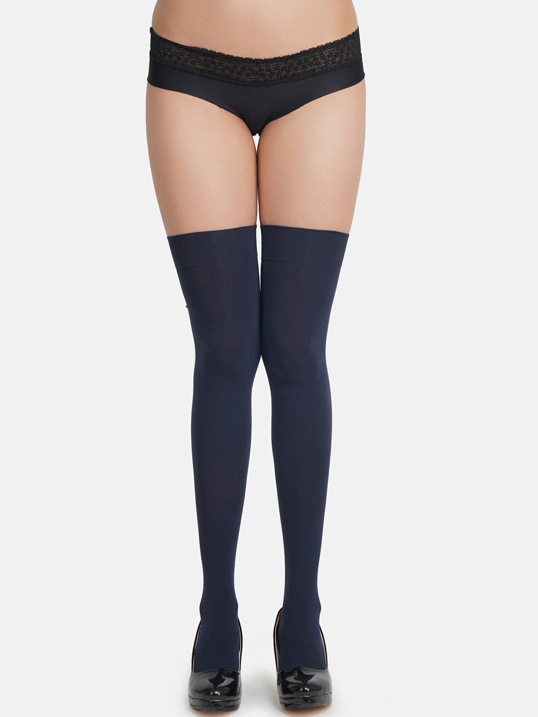 

N2S NEXT2SKIN Women Navy Blue Solid Thigh High Opaque Pantyhose Stockings