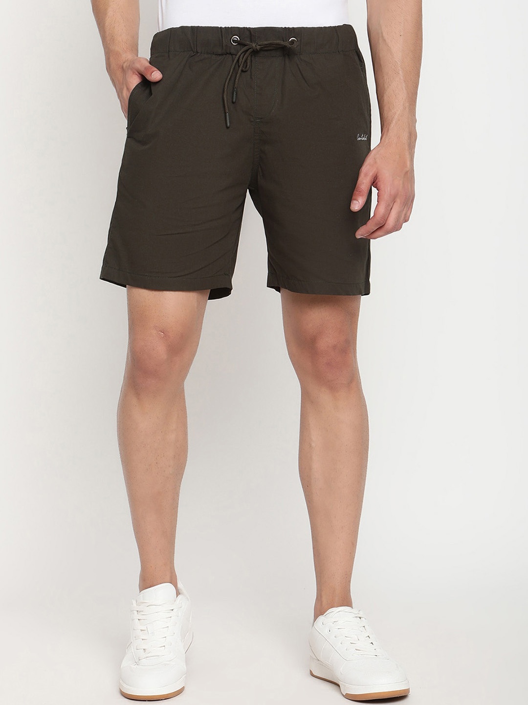 

Cantabil Men Olive Brown Cotton Shorts