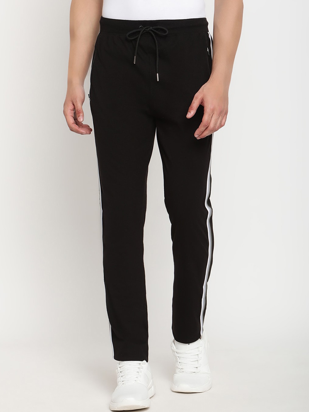 

Cantabil Men Black Solid Cotton Track Pants