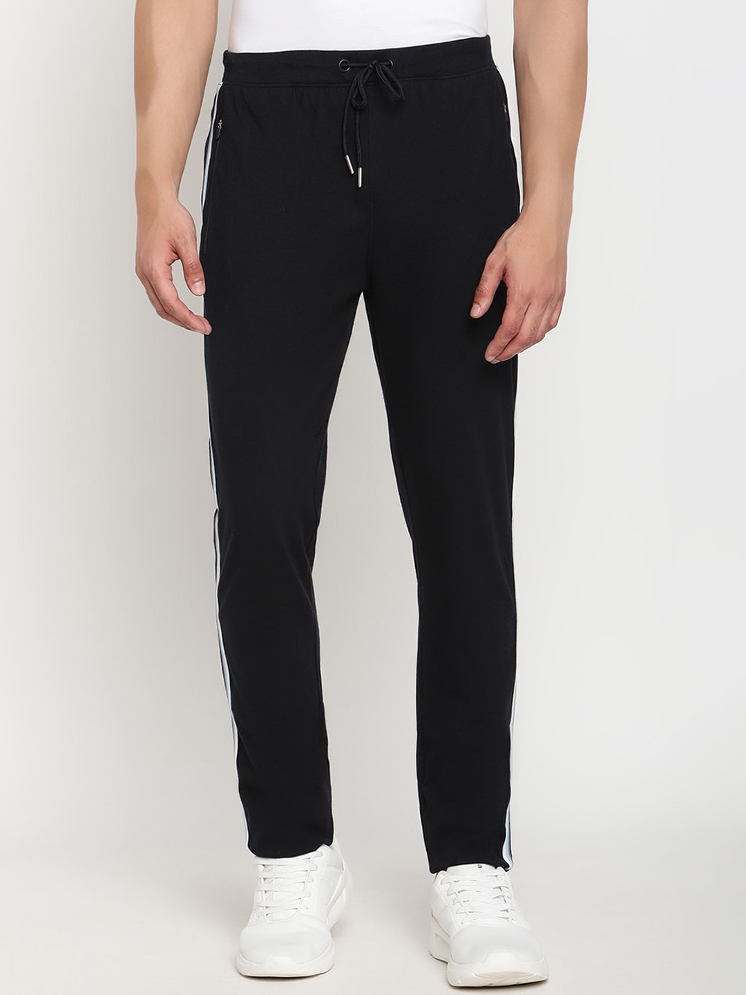 

Cantabil Men Navy Blue Solid Cotton Track Pants