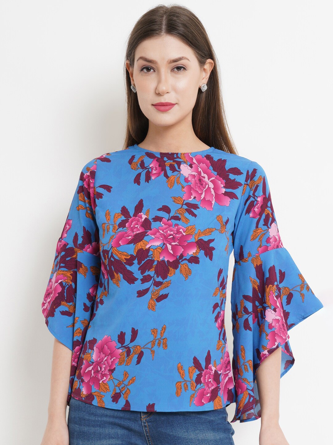 

Purple State Blue Floral Print Top