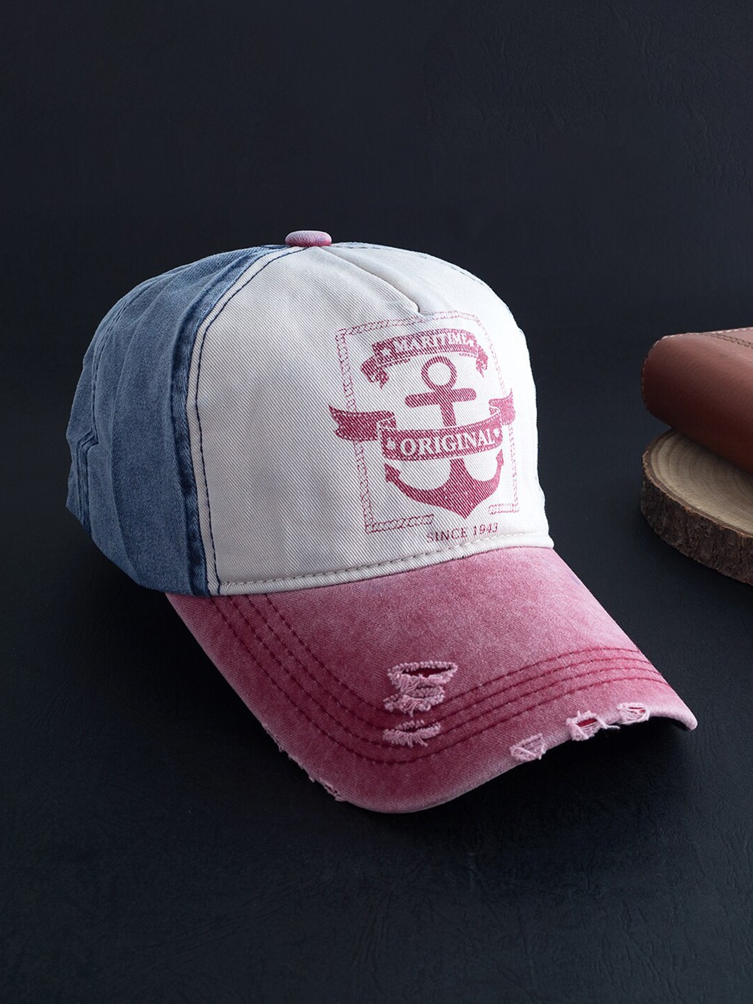 

Golden Peacock Men White & Blue Printed Baseball Cap