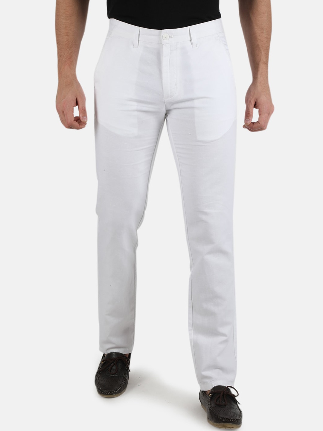 

Monte Carlo Men White Smart Slim Fit Chinos Trousers
