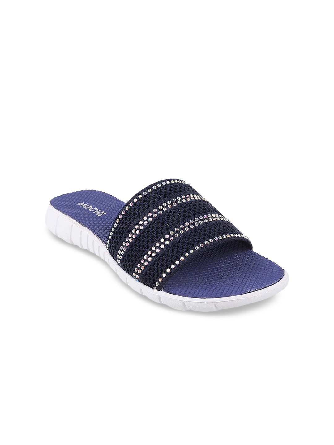 

Mochi Women Navy Blue Embellished Open Toe Flats