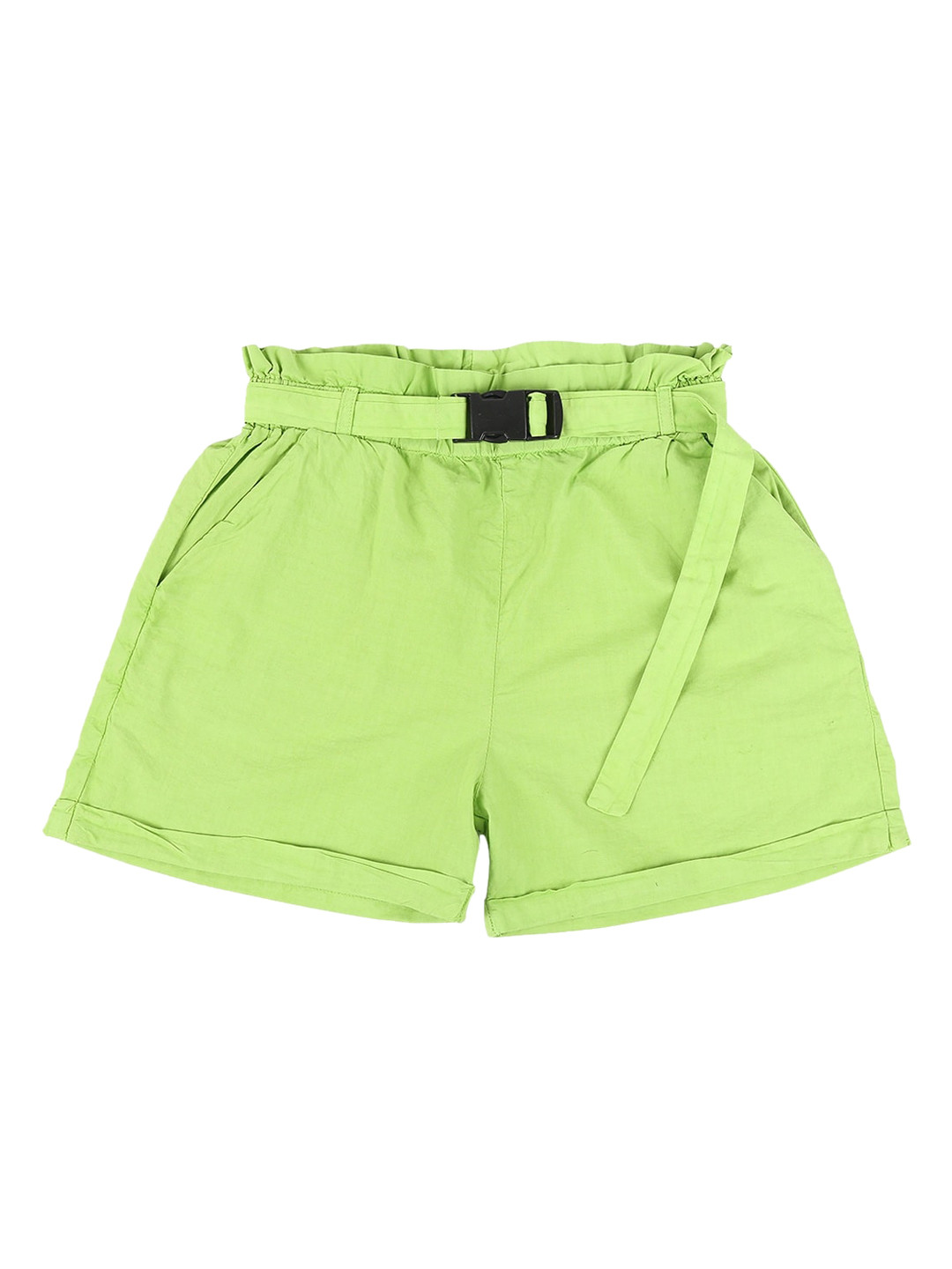 

V-Mart Girls Green Solid Cotton Shorts