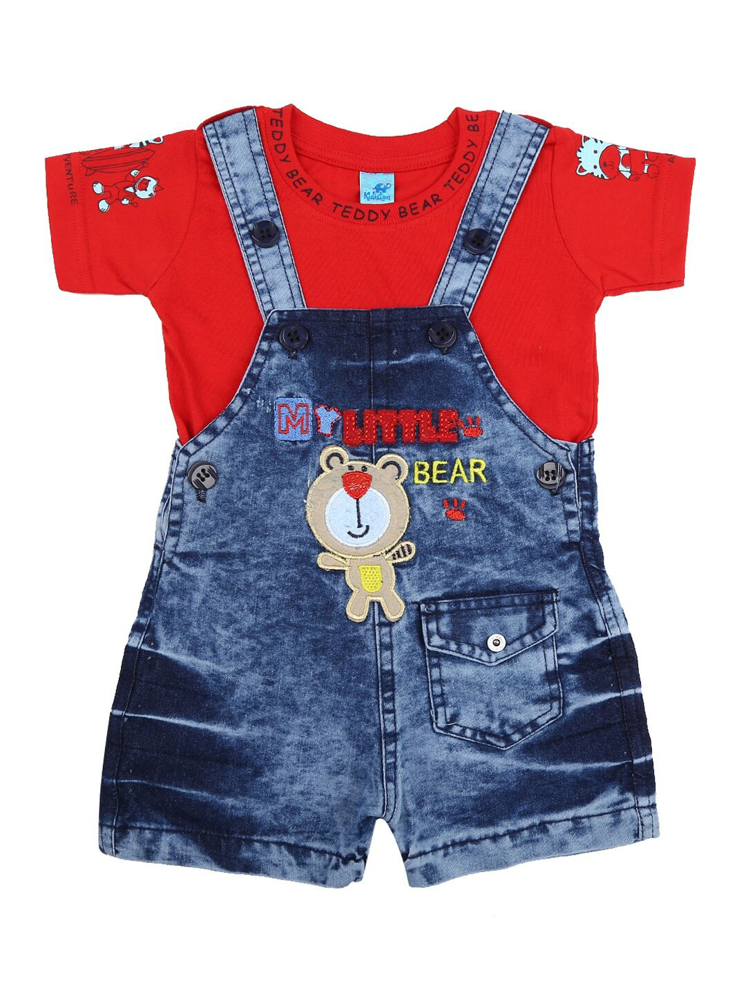 

V-Mart Unisex Kids Red Printed T-shirt with Shorts