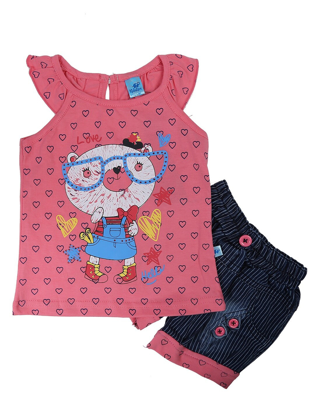 

V-Mart Unisex Kids Coral Printed Top with Shorts