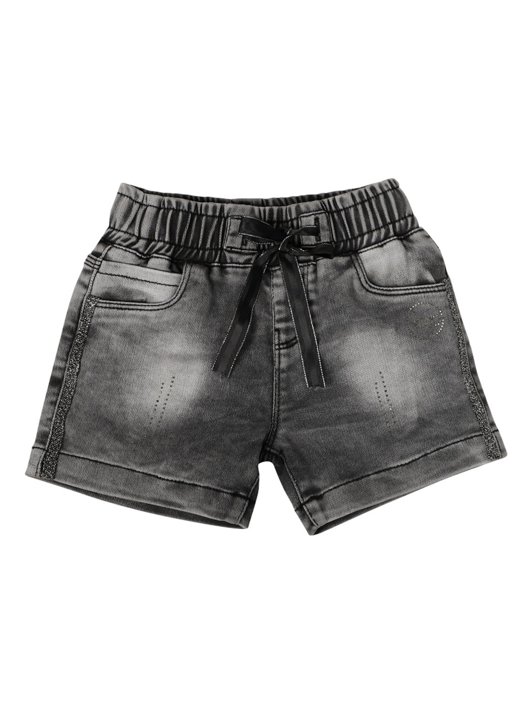 

V-Mart Girls Black Washed Denim Shorts