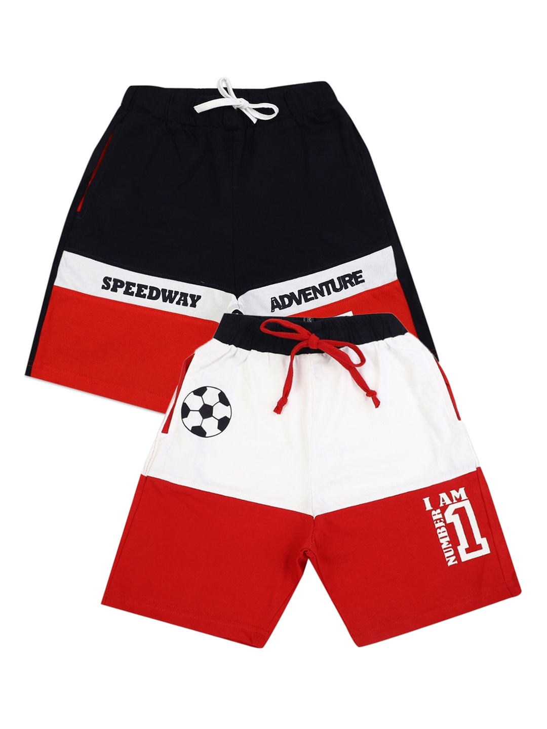 

V-Mart Boys Red & Black Pack Of 2 Printed Shorts