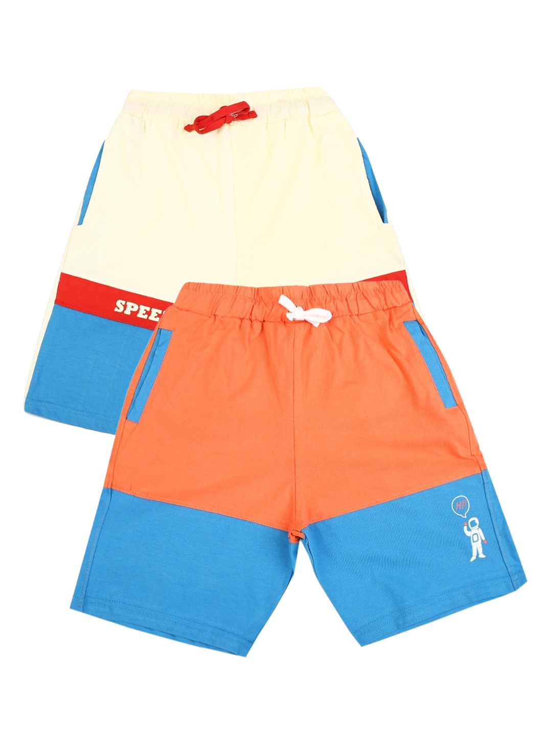

V-Mart Boys Orange & Cream Pack Of 2 Colourblocked Shorts