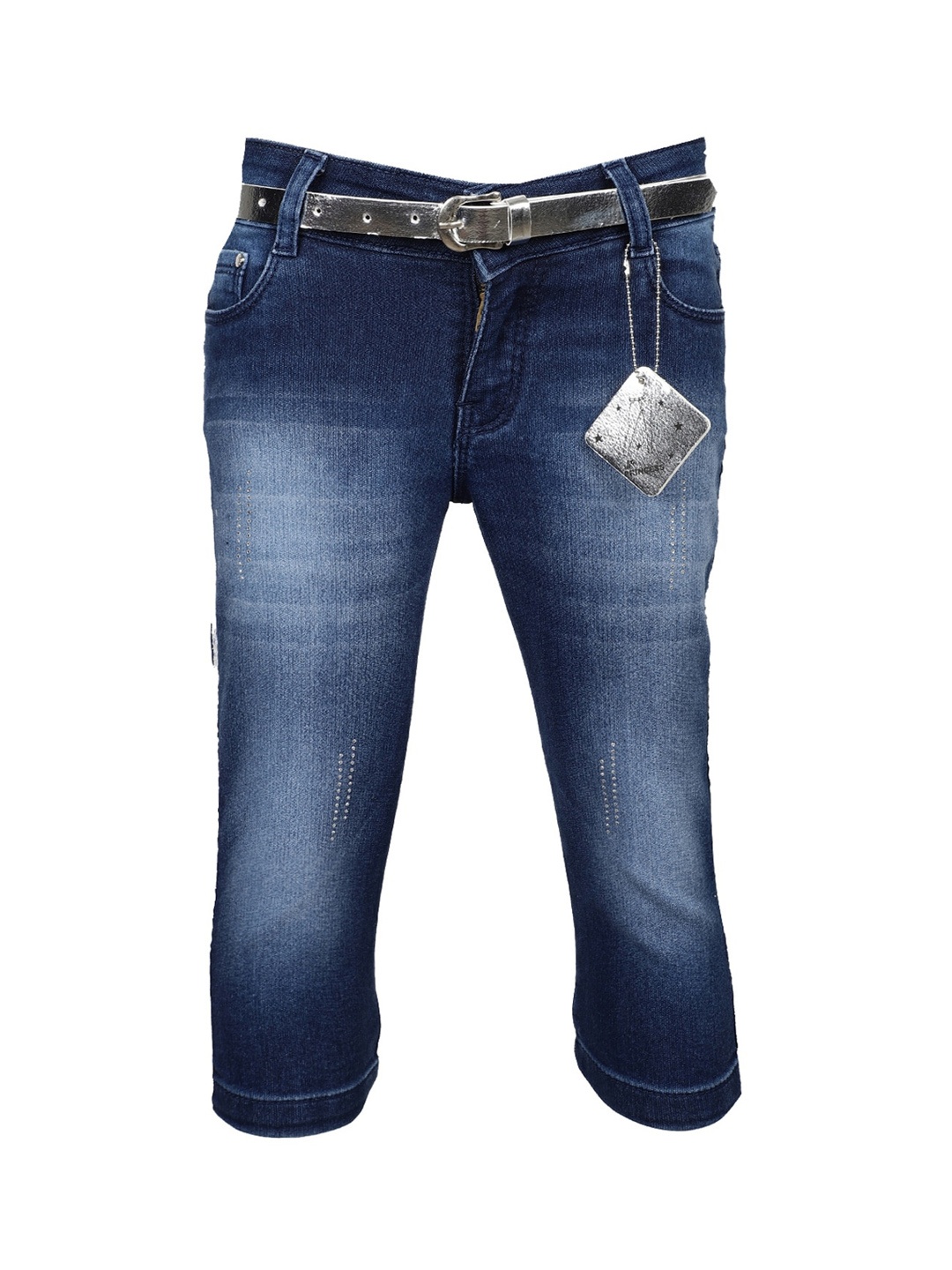 

V-Mart Girls Navy Blue Denim Washed Capris