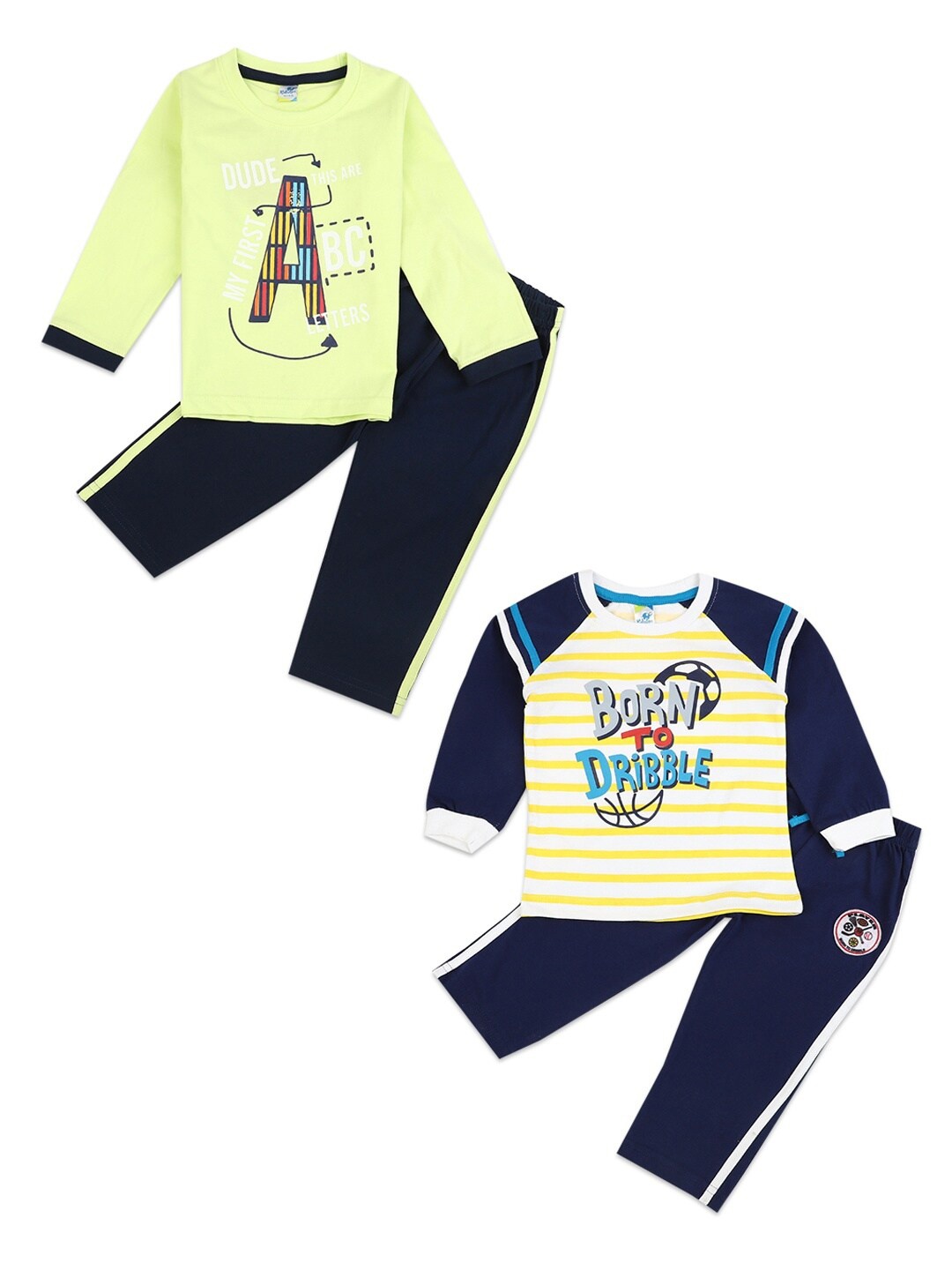 

V-Mart Unisex Kids Navy Blue Printed T-shirt with Pyjamas
