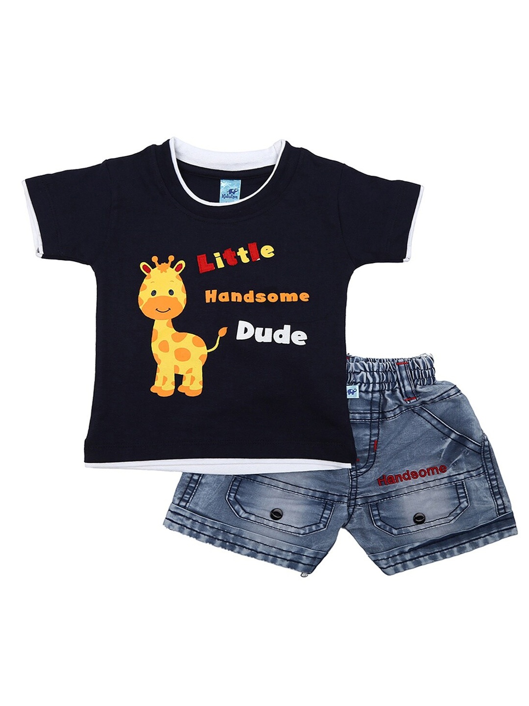 

V-Mart Kids Blue & Black Printed Clothing Set