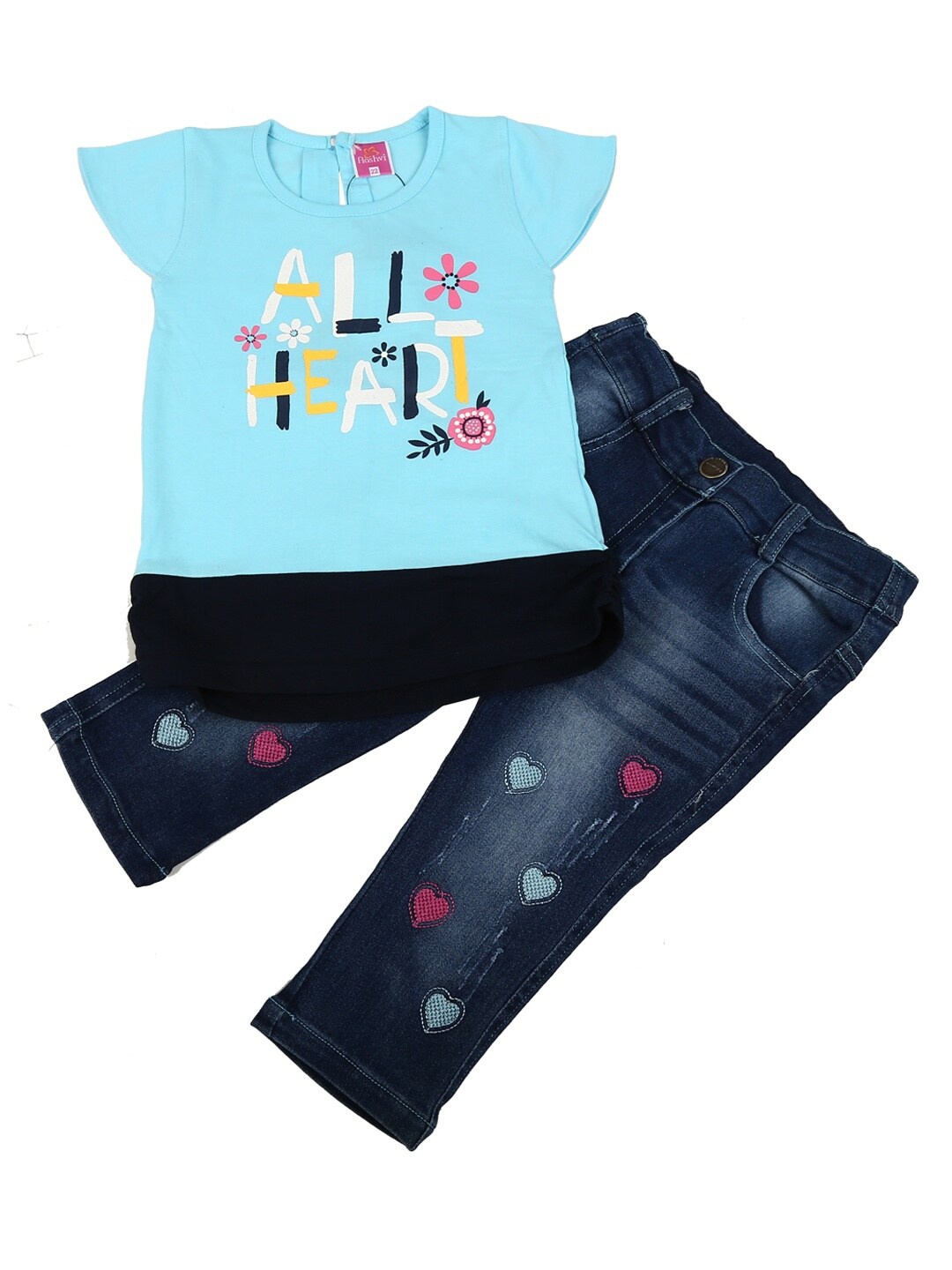 

V-Mart Unisex Kids Blue Printed T-shirt with Trousers