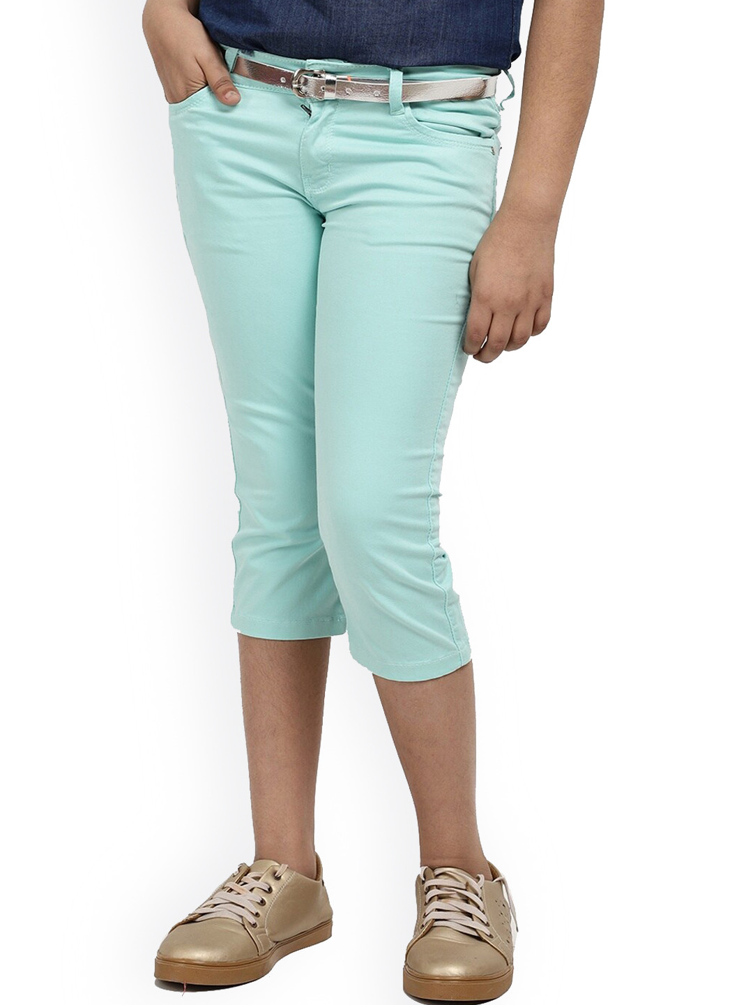 

V-Mart Girls Turquoise Blue Denim Capris