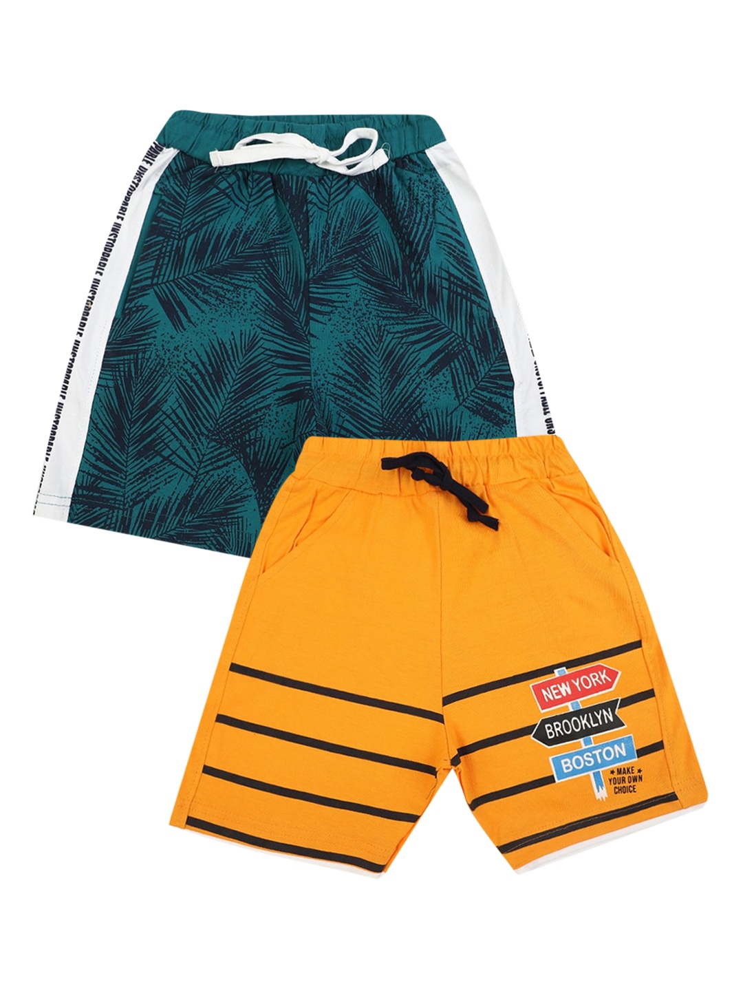 

V-Mart Boys Pack Of 2 Orange Printed Shorts