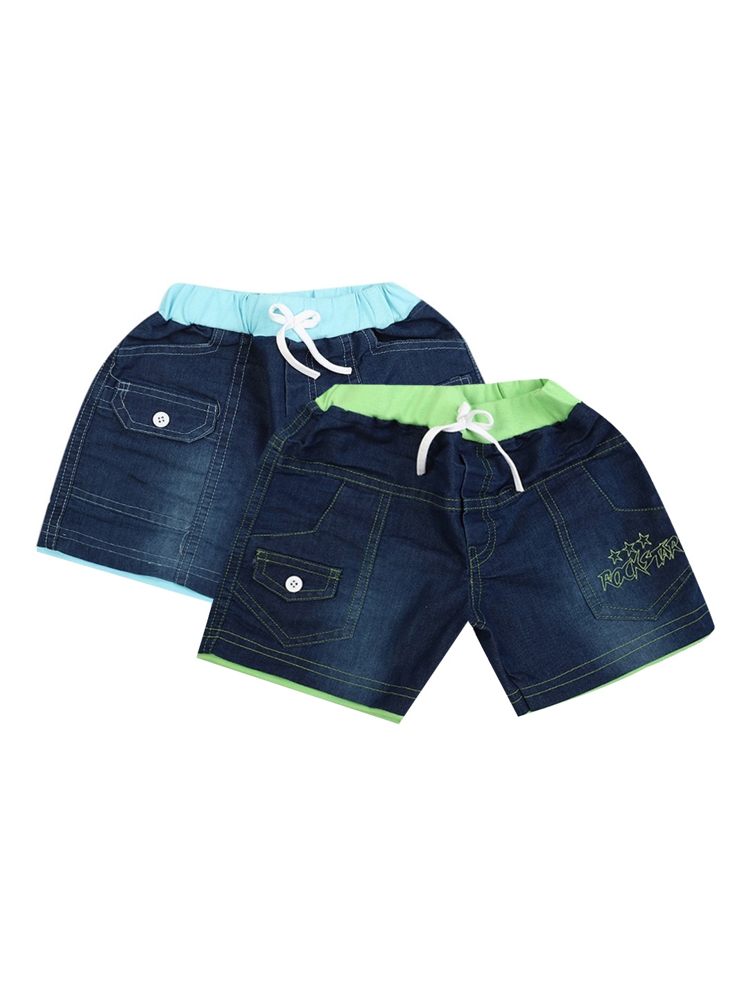 

V-Mart Boys Turquoise Blue Pack Of 2 Denim Shorts