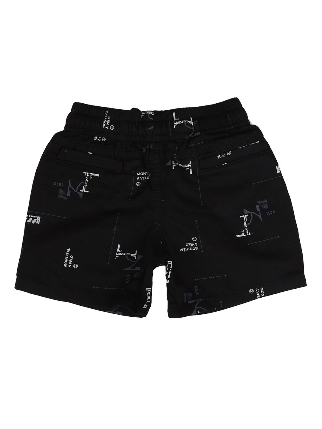 

V-Mart Boys Black Printed Cotton Shorts