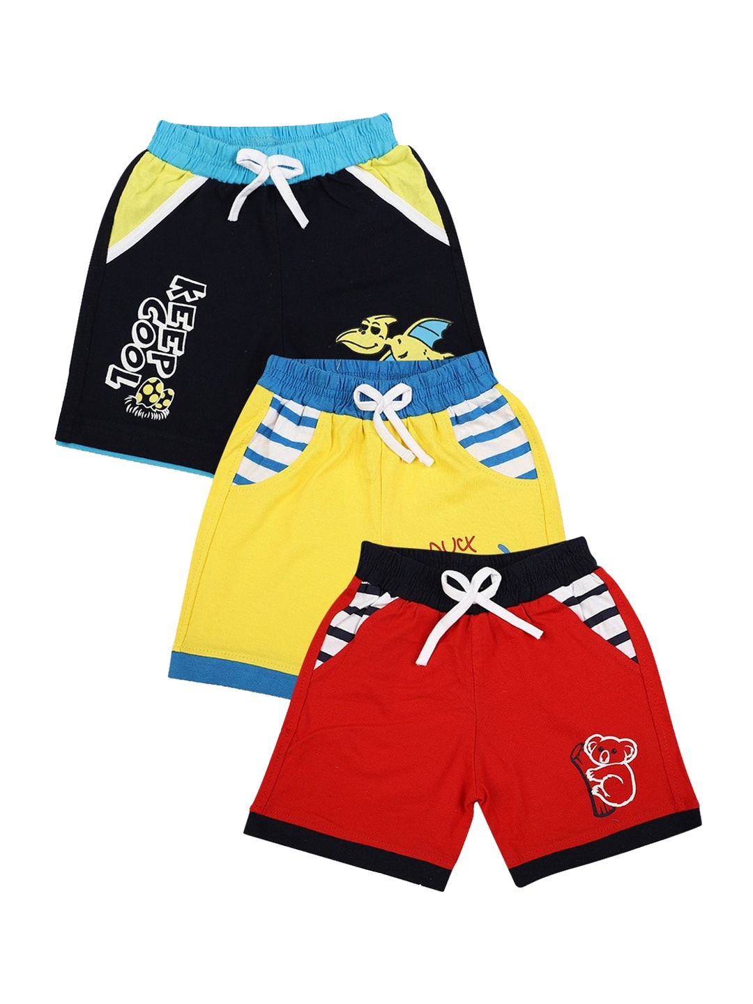 

V-Mart Pack of 3 Boys Printed Shorts, Red