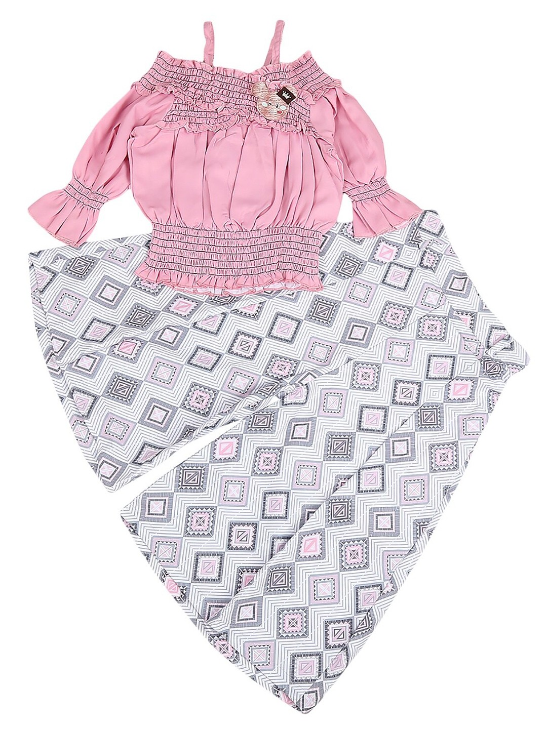 

V-Mart Girls Pink & White Top with Palazzos
