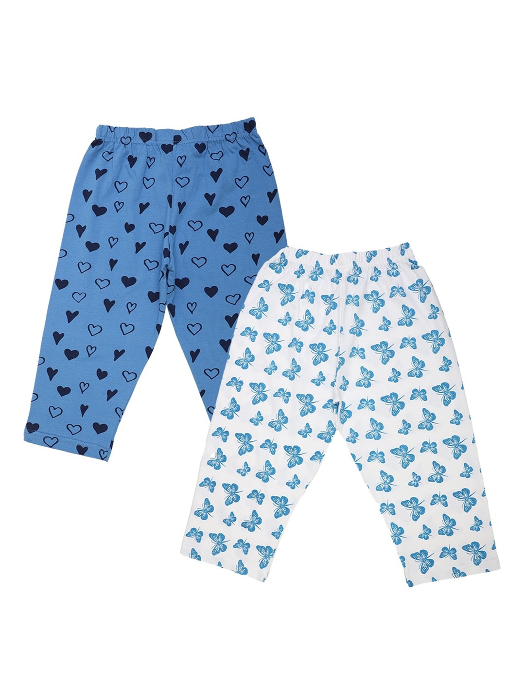 

V-Mart Girls Pack of 2 White & Blue Printed Lounge Capris