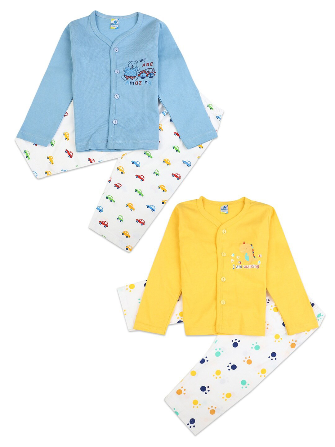 

V-Mart Unisex Kids Blue & Yellow Printed Shirt with Trousers
