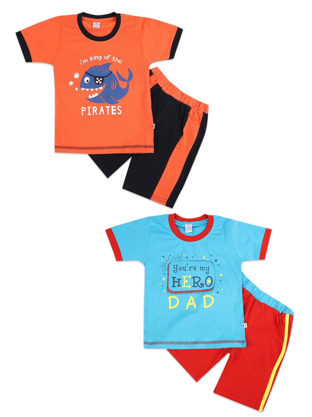 

V-Mart Unisex Kids Orange Printed T-shirt with Shorts
