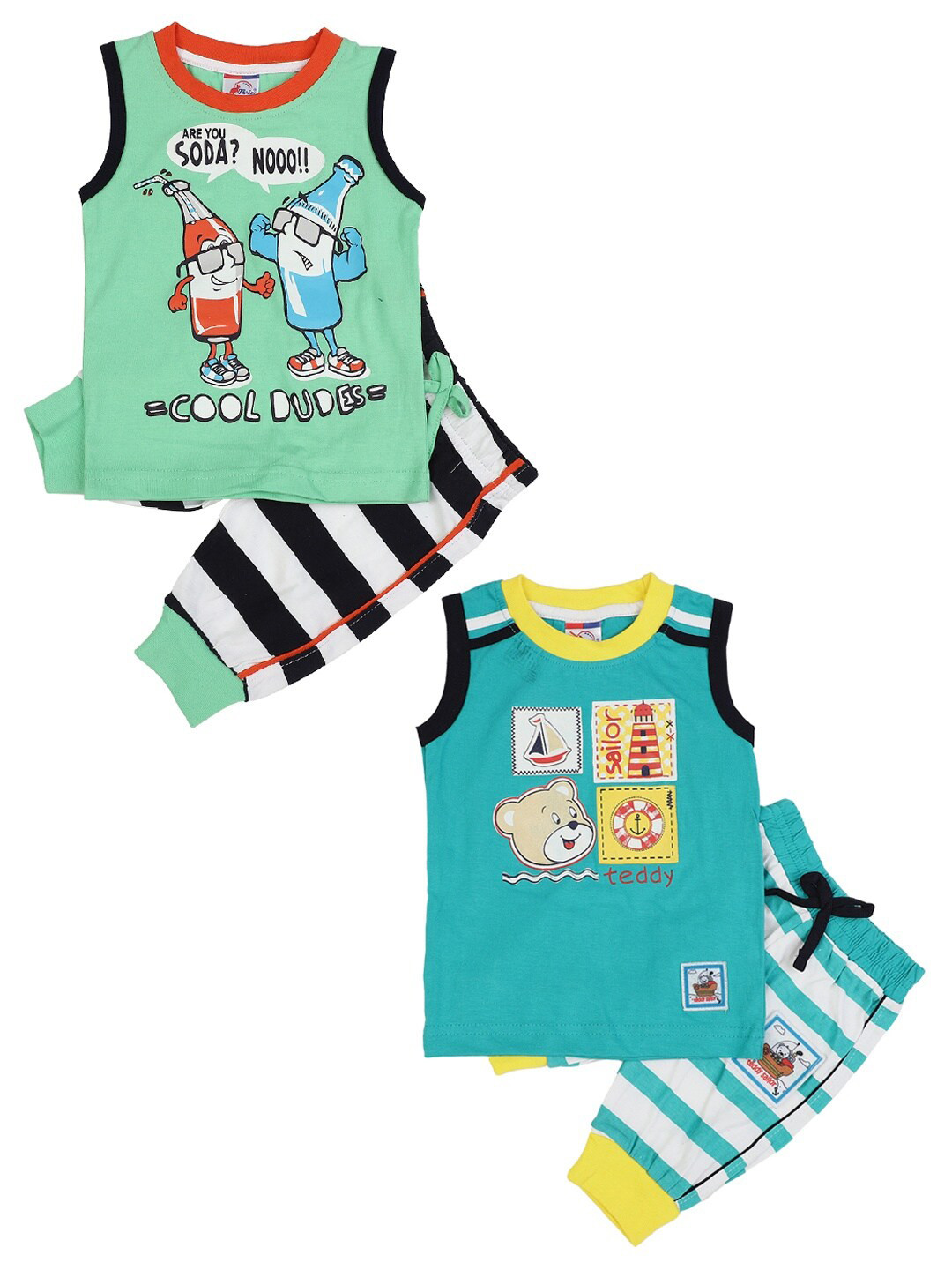 

V-Mart Unisex Kids Green Printed T-shirt with Shorts