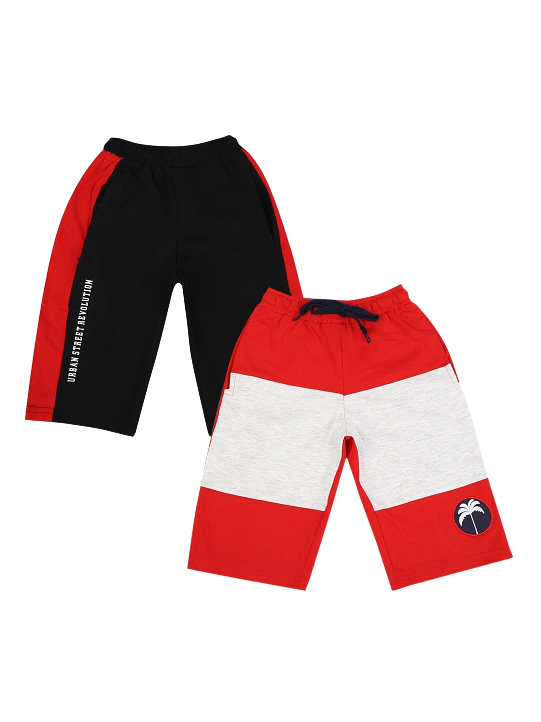 

V-Mart Boys Black Pack Of 2 Colourblocked Shorts