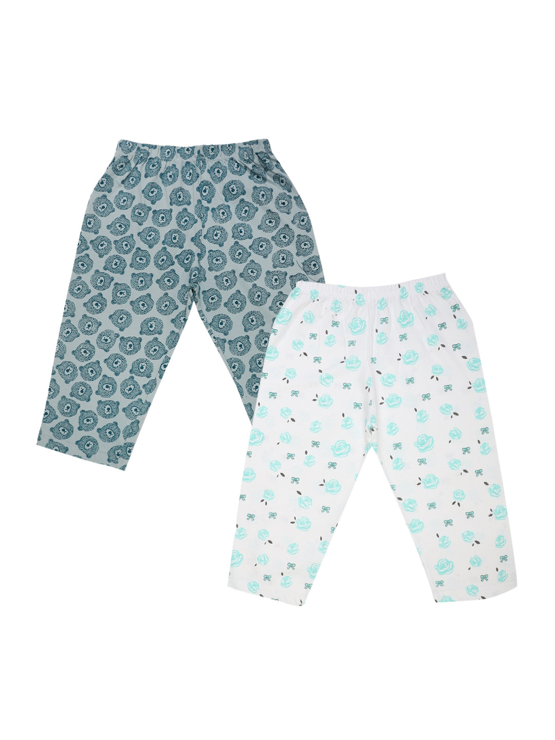 

V-Mart Girls Pack of 2 Green & White Printed Shorts