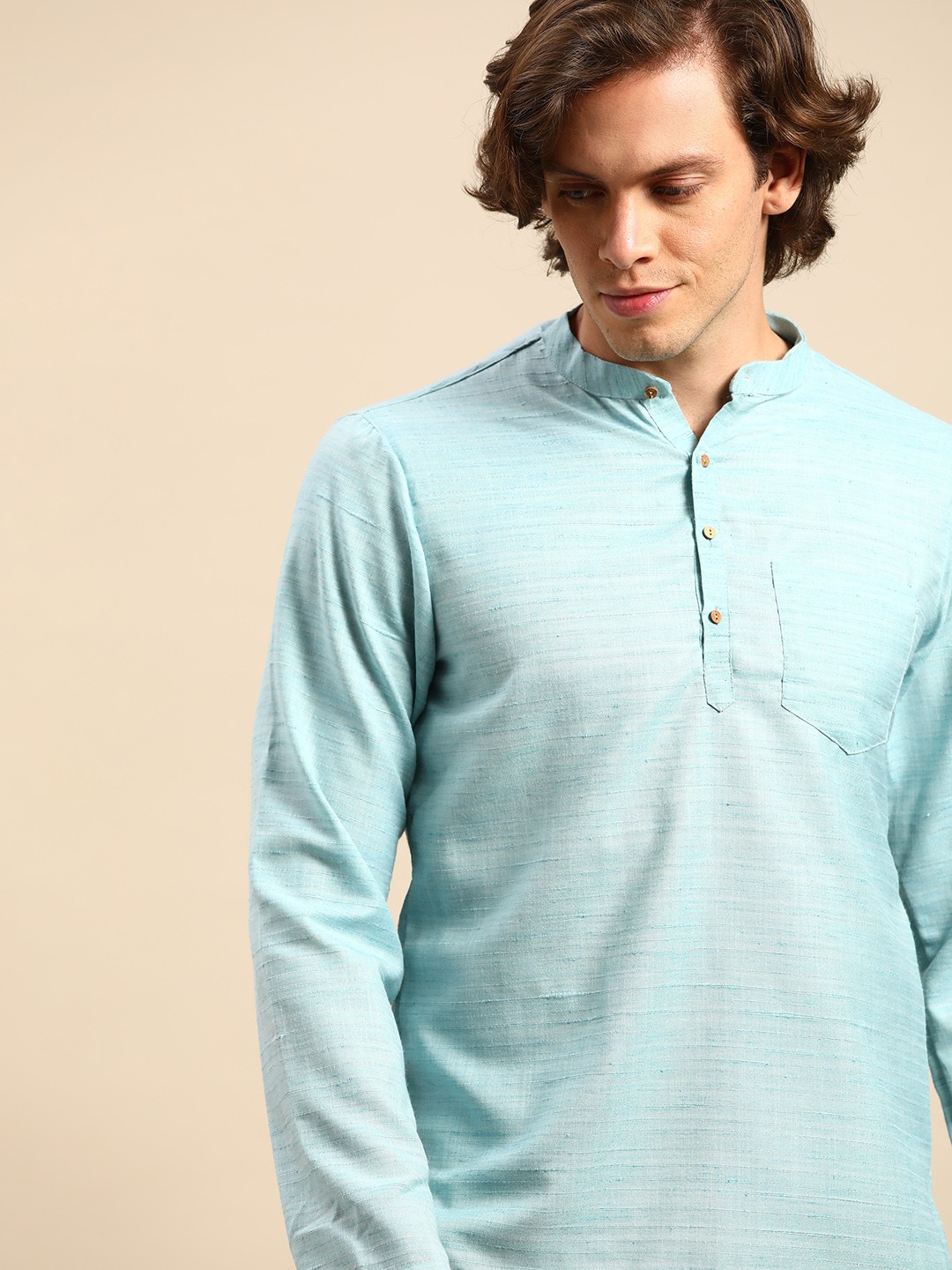 

Anouk Men Blue Woven Design Short Kurta