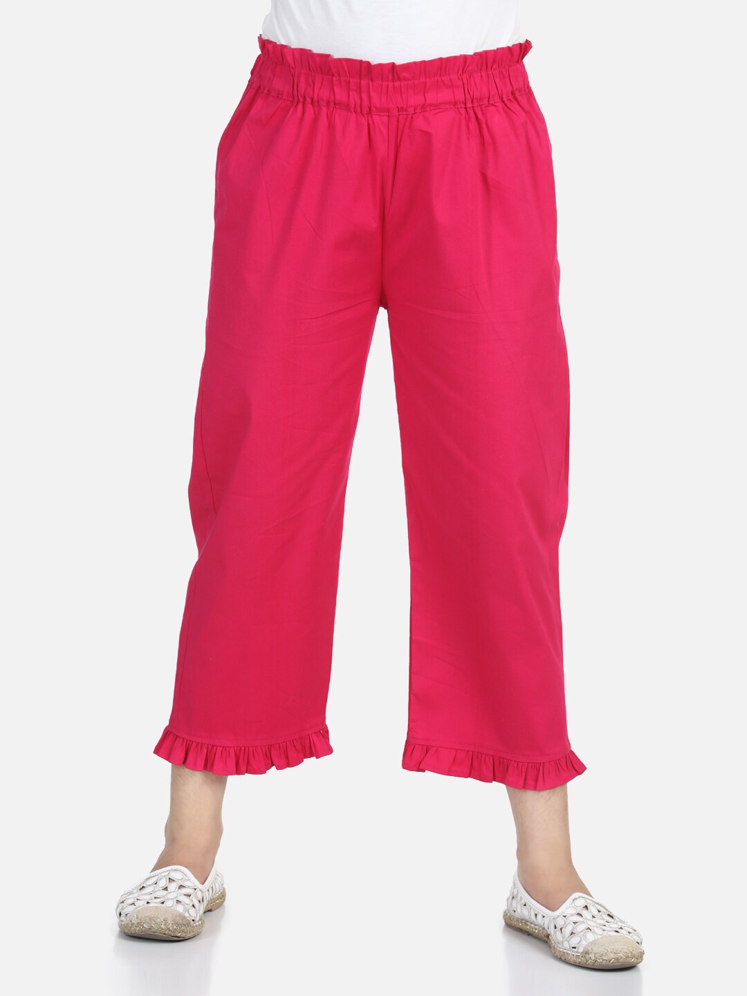 

Cutiekins Girls Pink Ruffled Cotton Capris