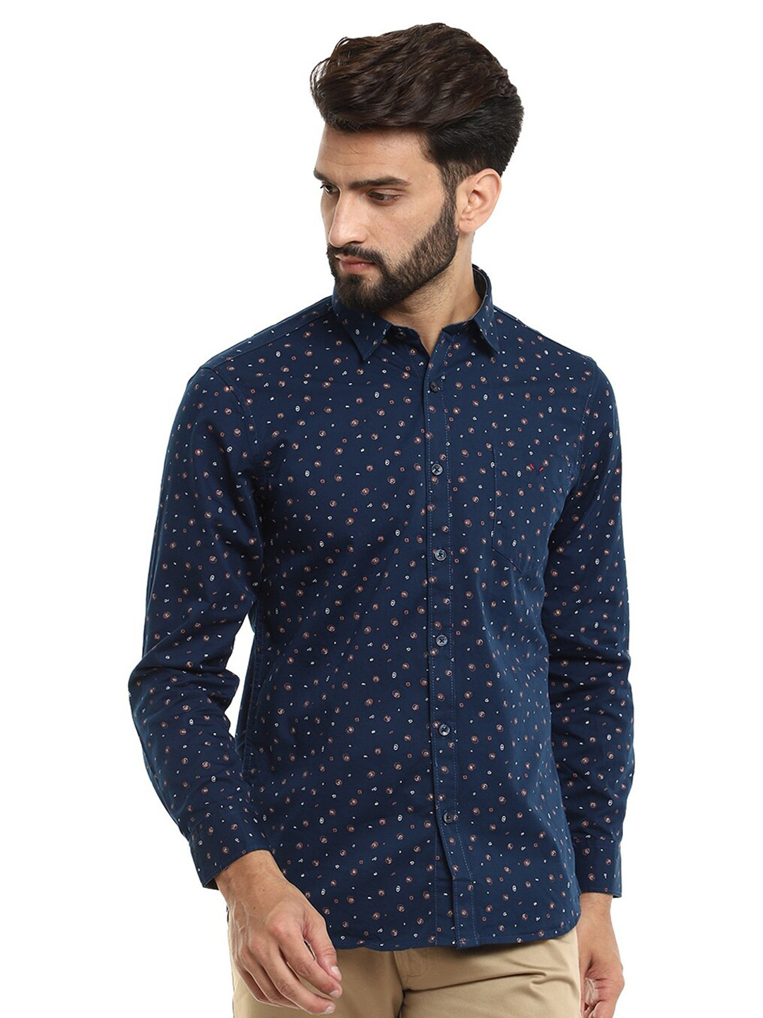 

V-Mart Men Navy Blue Classic Printed Casual Shirt