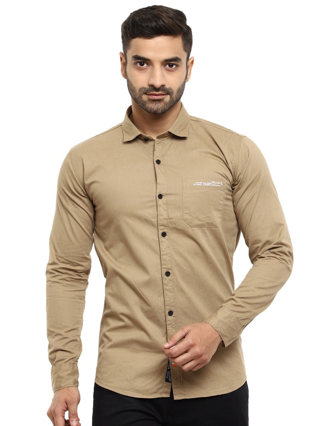

V-Mart Men Khaki Classic Slim Fit Cotton Casual Shirt