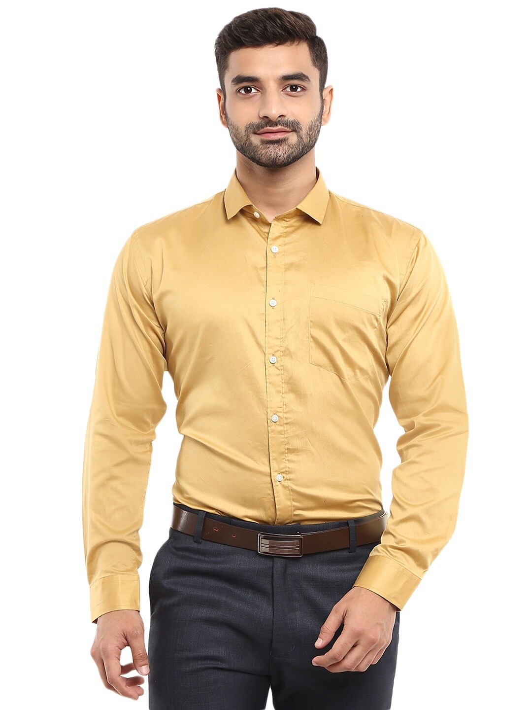 

J White by Vmart Men Khaki Classic Formal Shirt