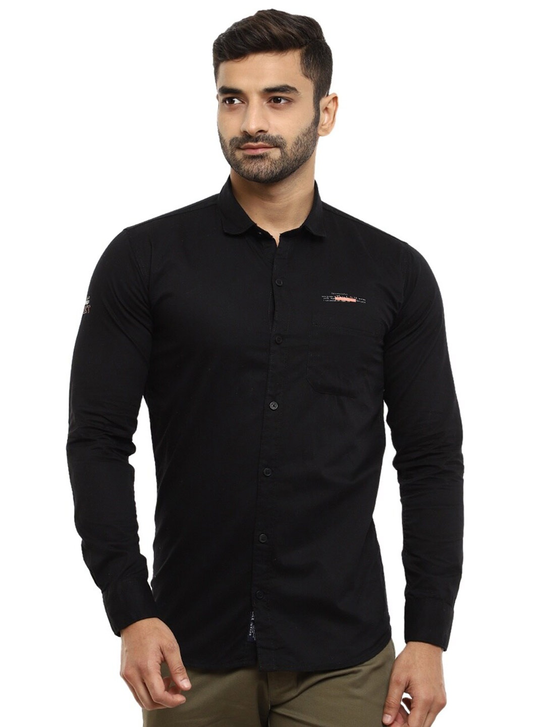 

V-Mart Men Black Classic Slim Fit Cotton Casual Shirt