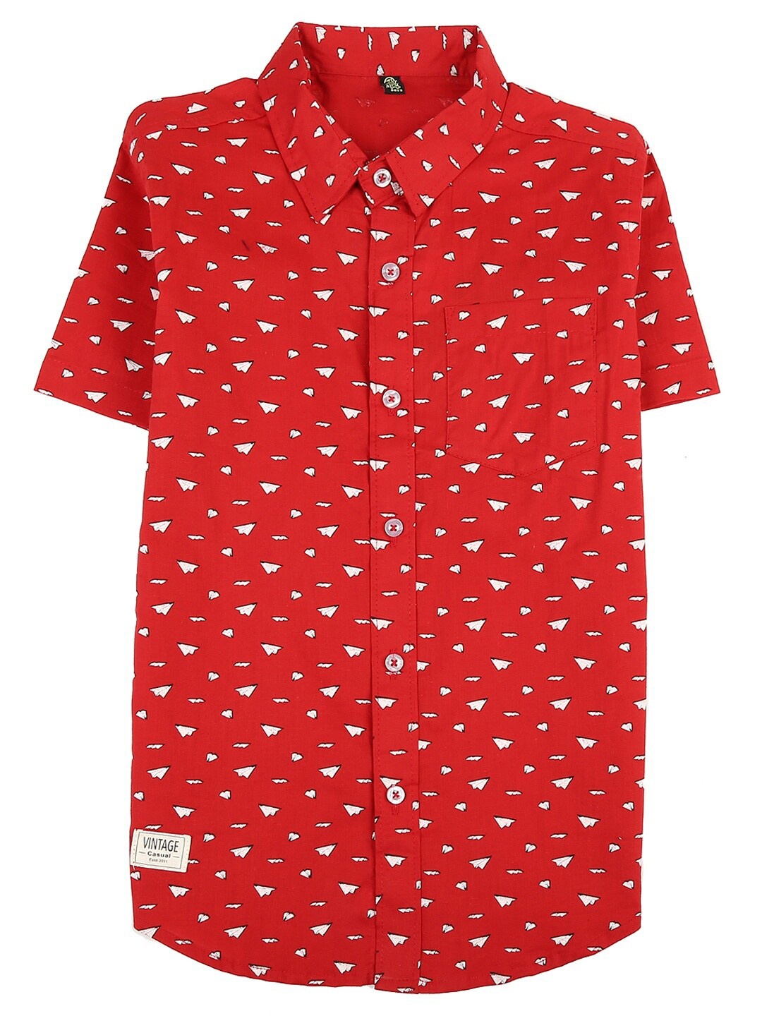 

V-Mart Boys Red Classic Printed Casual Shirt