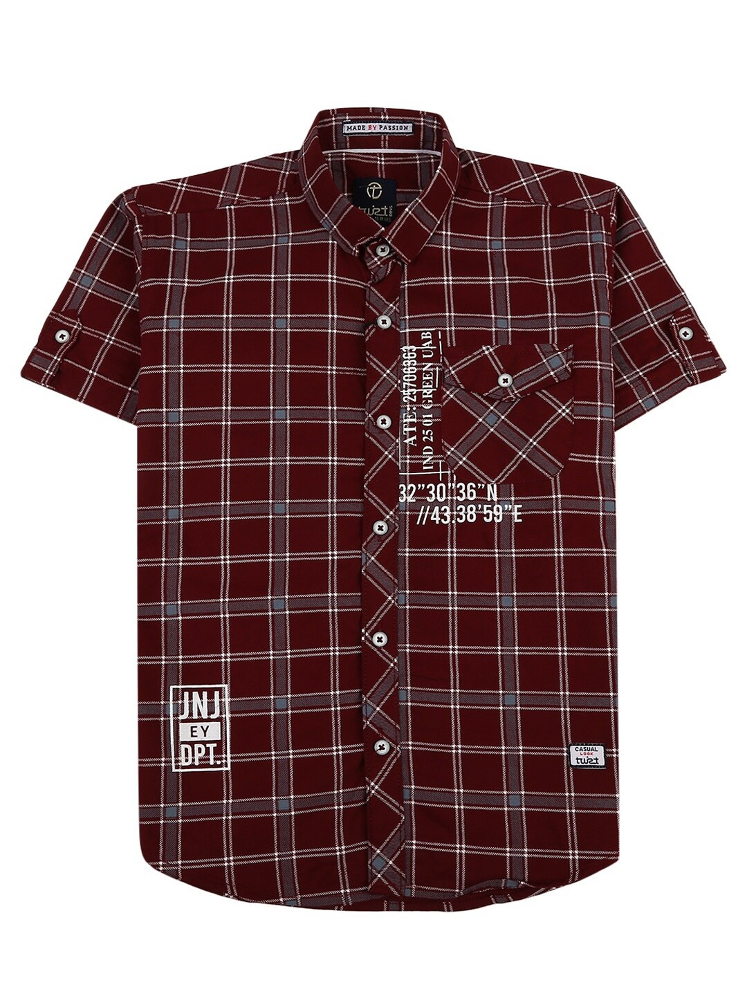 

V-Mart Boys Maroon & White Classic Checked Poplin Casual Shirt