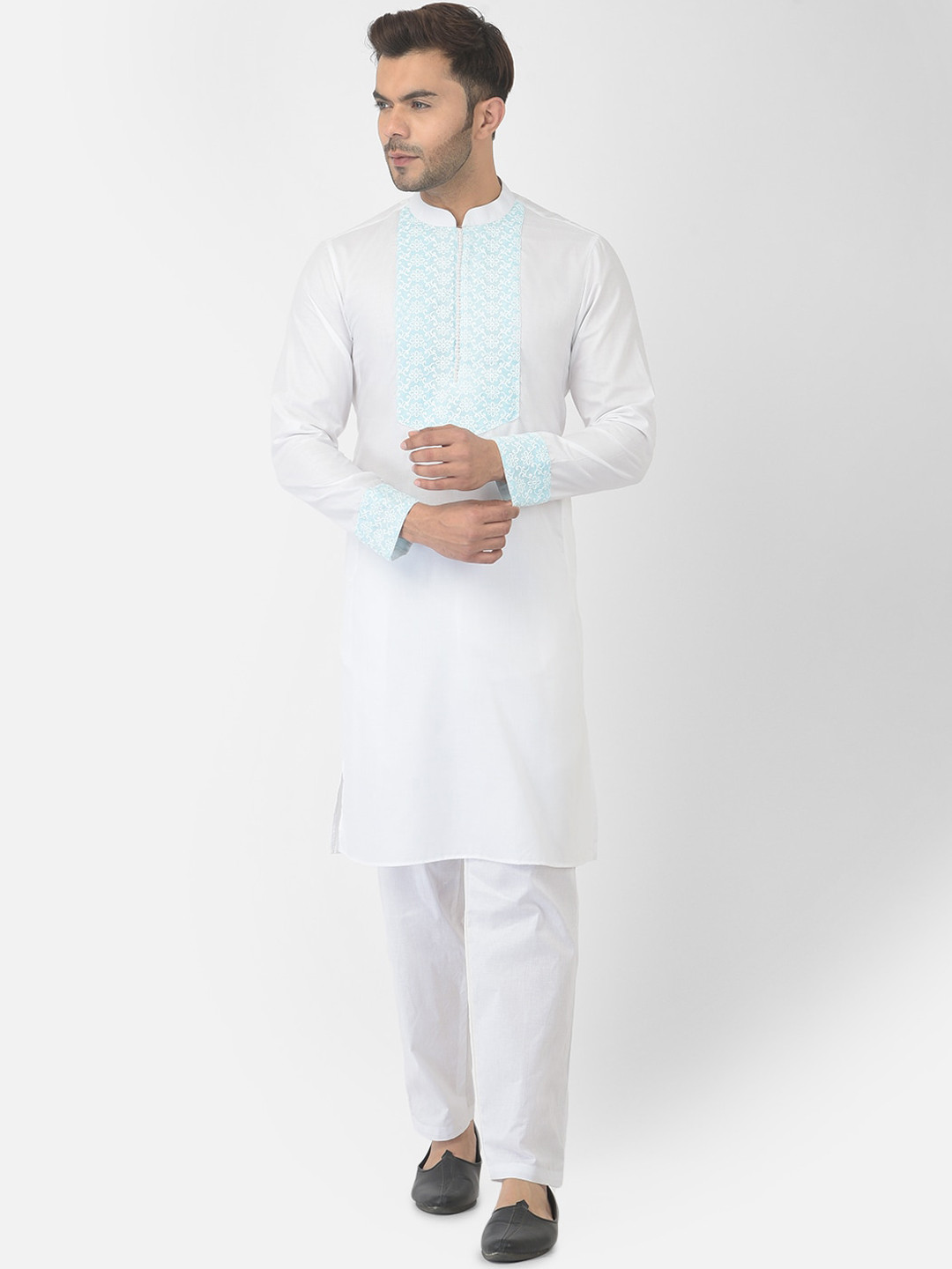 

DEYANN Men White Pure Cotton Kurta with Pyjamas