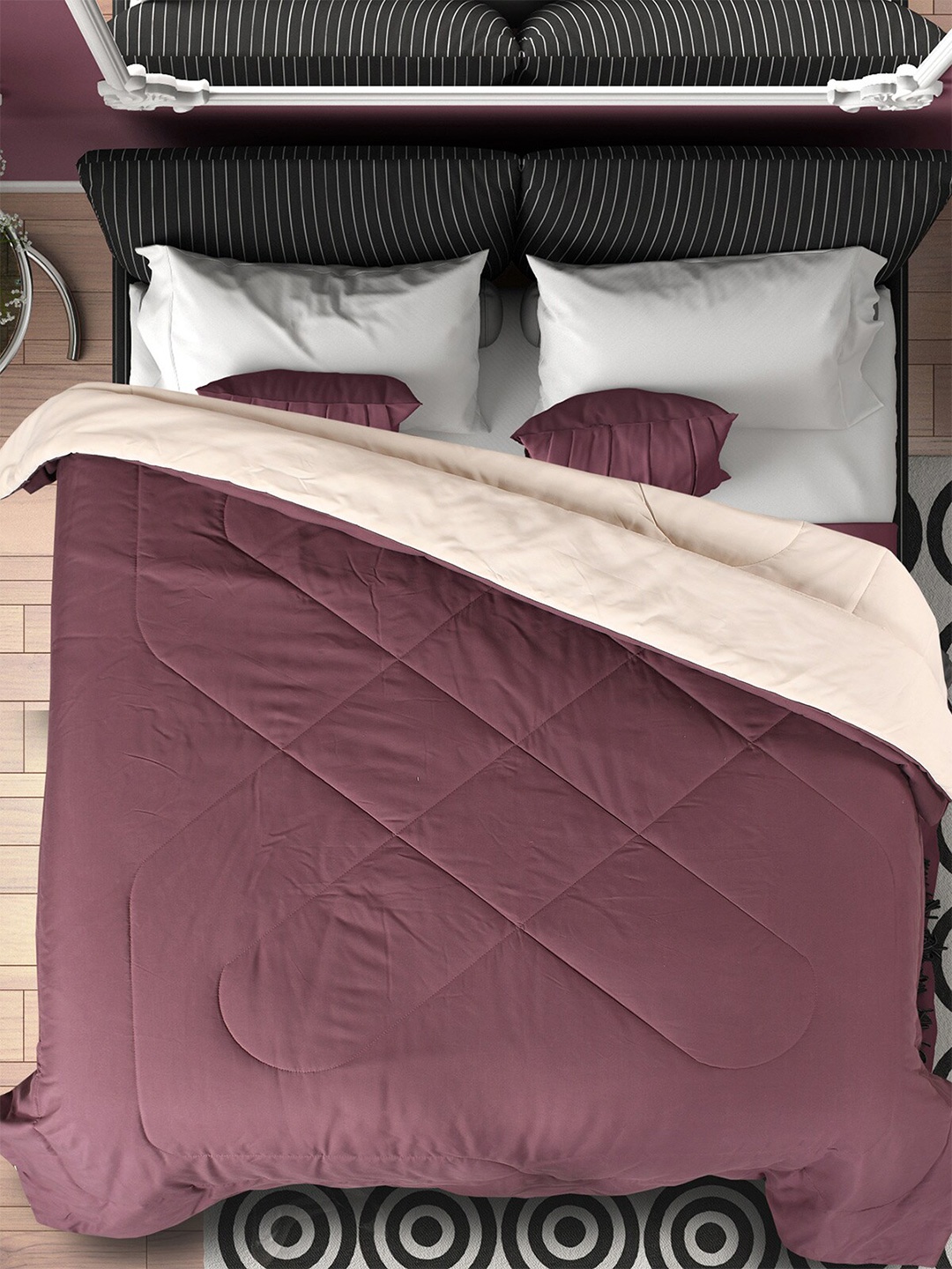 

Florida Purple & Cream-Coloured Microfiber AC Room Double Bed Comforter