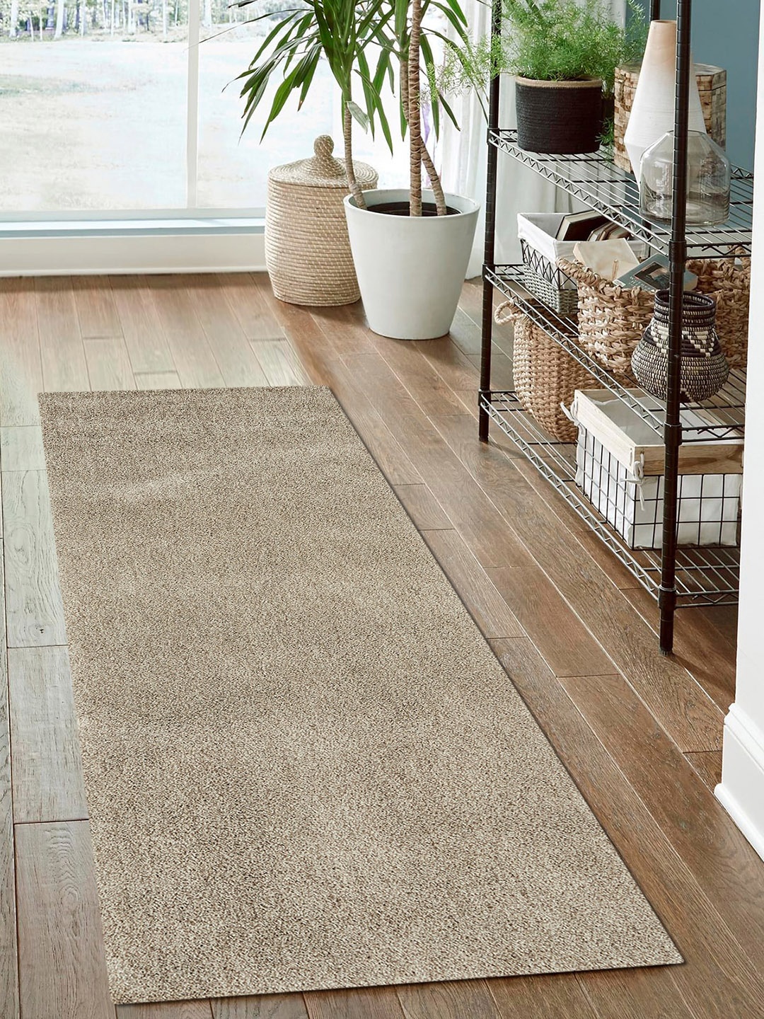 

OBSESSIONS Beige Solid Non-Shedding Single Floor Runner